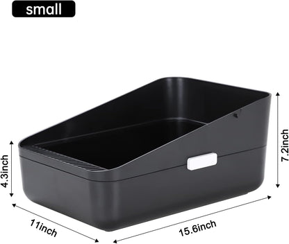 Small Cat Litter Box: Leak Resistant Removable Tray Modern Style | Cats under 8 Lbs/ anti Tracking Pedal / Easy Cleaning / Apartment Friendly/ Minimalist Black Look