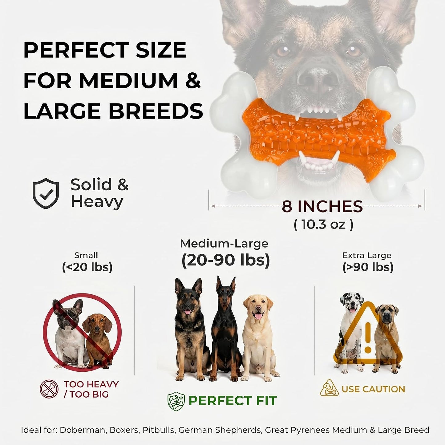 6-Pack Indestructible Dog Toys for Aggressive Chewers: Peanut Butter Flavored Hard Nylon Bone Chew Toys, Tough Dog Chew Toys, Dog Toys to Keep Them Busy for Medium Large Dogs, Orange