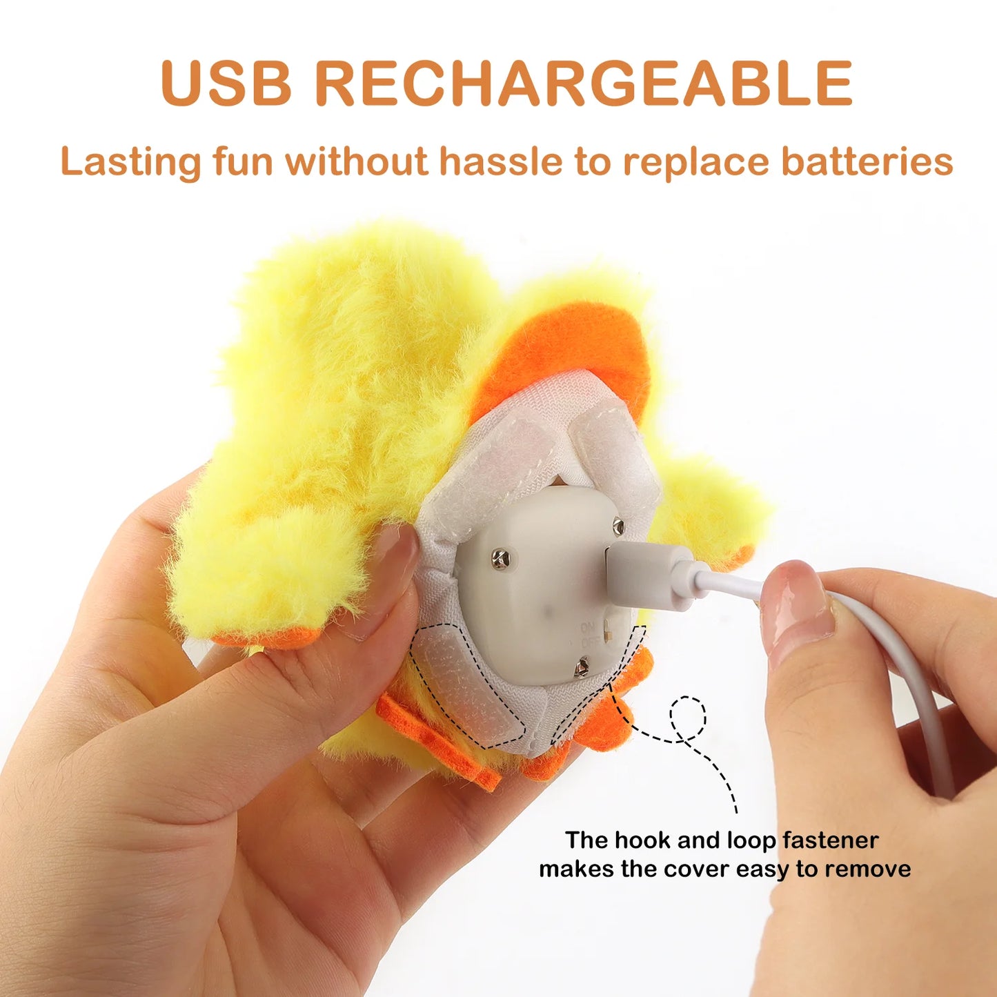 Interactive Cat Toys for Indoor Cats Rechargeable Automatic Chirping Duck Cat Toy with Catnip Auto Beating Wings Cat Toy