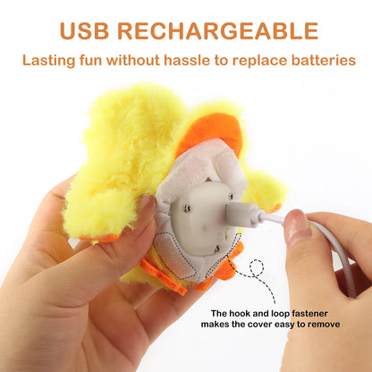 Interactive Cat Toys for Indoor Cats Rechargeable Automatic Chirping Duck Cat Toy with Catnip Auto Beating Wings Cat Toy