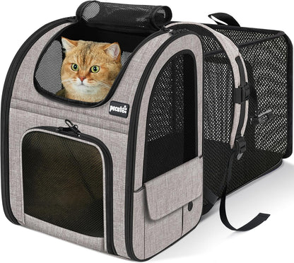 Cat Backpack Expandable, Cat Backpack for Cat with Breathable Window | Durable Oxford Cloth, Lockable Zipper,Use for Pet under 11 Lbs to Travel