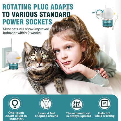 Cat Calming Diffuser 8 in 1 Multicat Pheromone Diffuser Pheromones to Calm Stress and Anxiety Relief Products Plug in Refill anti Aggression for Cats Spraying No More Stop Cat from Urinating, Blue