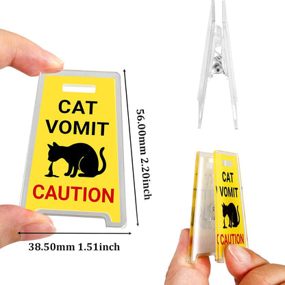 Funny Cat Vomit Caution Sign, Stocking Stuffers for Women Cat Owner Cat Decor for Cat Lovers Mom Dad Owner, Kitty Vomits Warning Signs Desk Decorations, Christmas Birthday Gifts