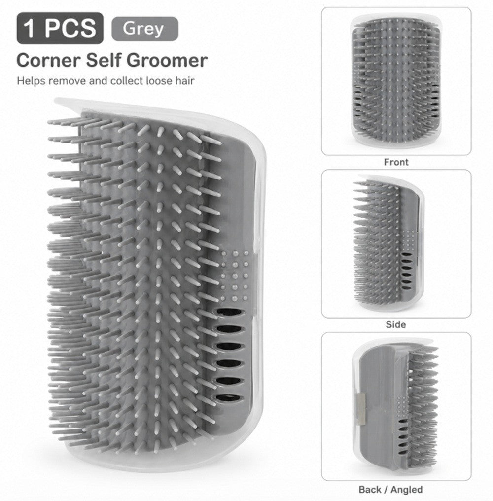 Cat Self Groomer Wall Brush Corner Face Scratcher Massage Comb Catnip Holder