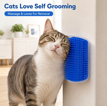 Cat Self Groomer Wall Brush Corner Face Scratcher Massage Comb Catnip Holder