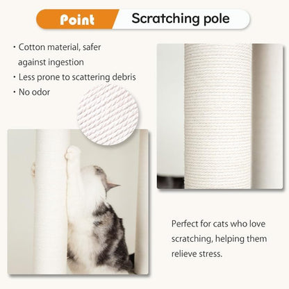 Mordern Cat Tree Tower 53'', Freestanding, Cushioned Bed, Large Base, for Multiple Cats, Compact,Winter and Summer Use, Summer Mat Included, for Large Cats (Light Gray 135Cm)