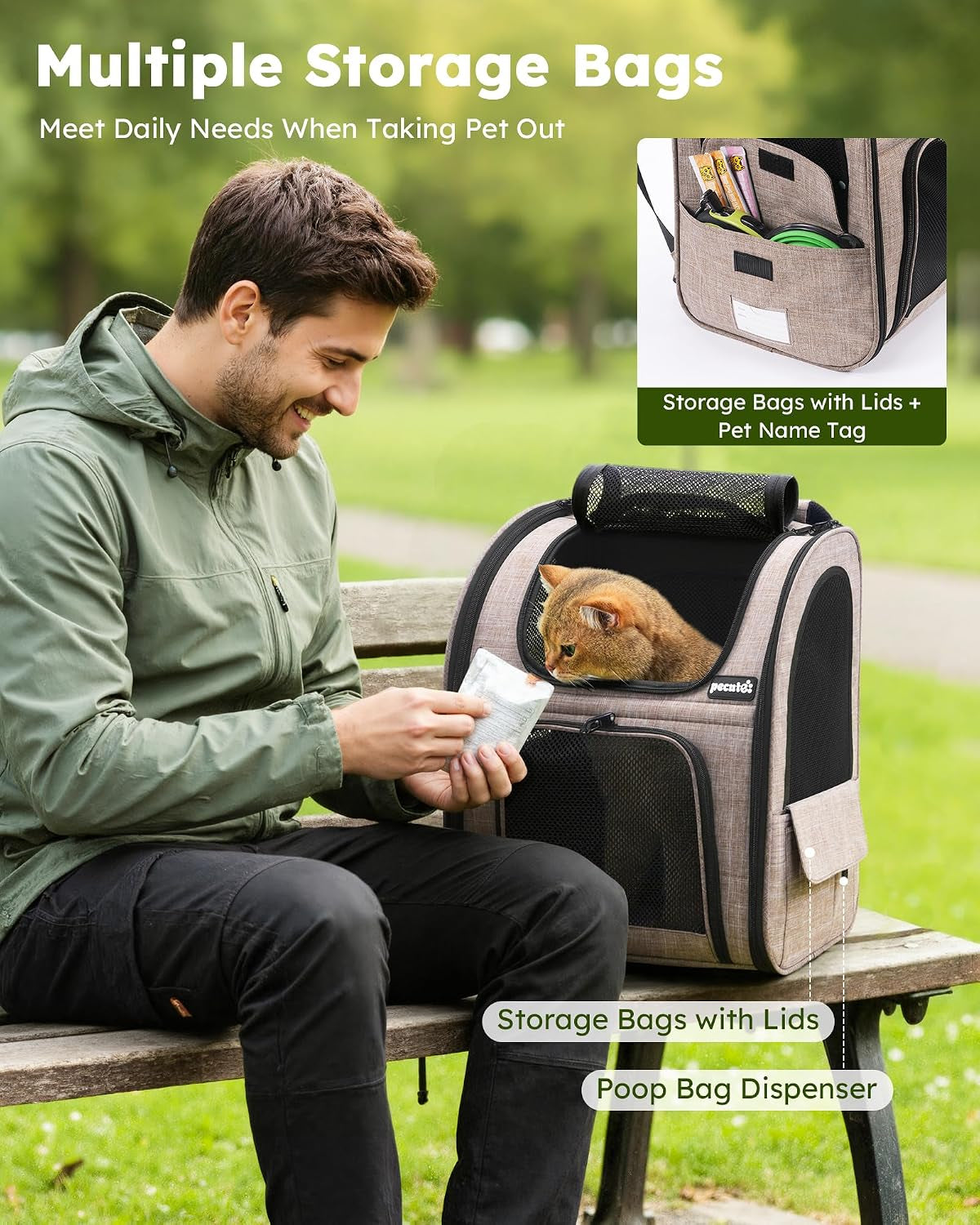 Cat Backpack Expandable, Cat Backpack for Cat with Breathable Window | Durable Oxford Cloth, Lockable Zipper,Use for Pet under 11 Lbs to Travel