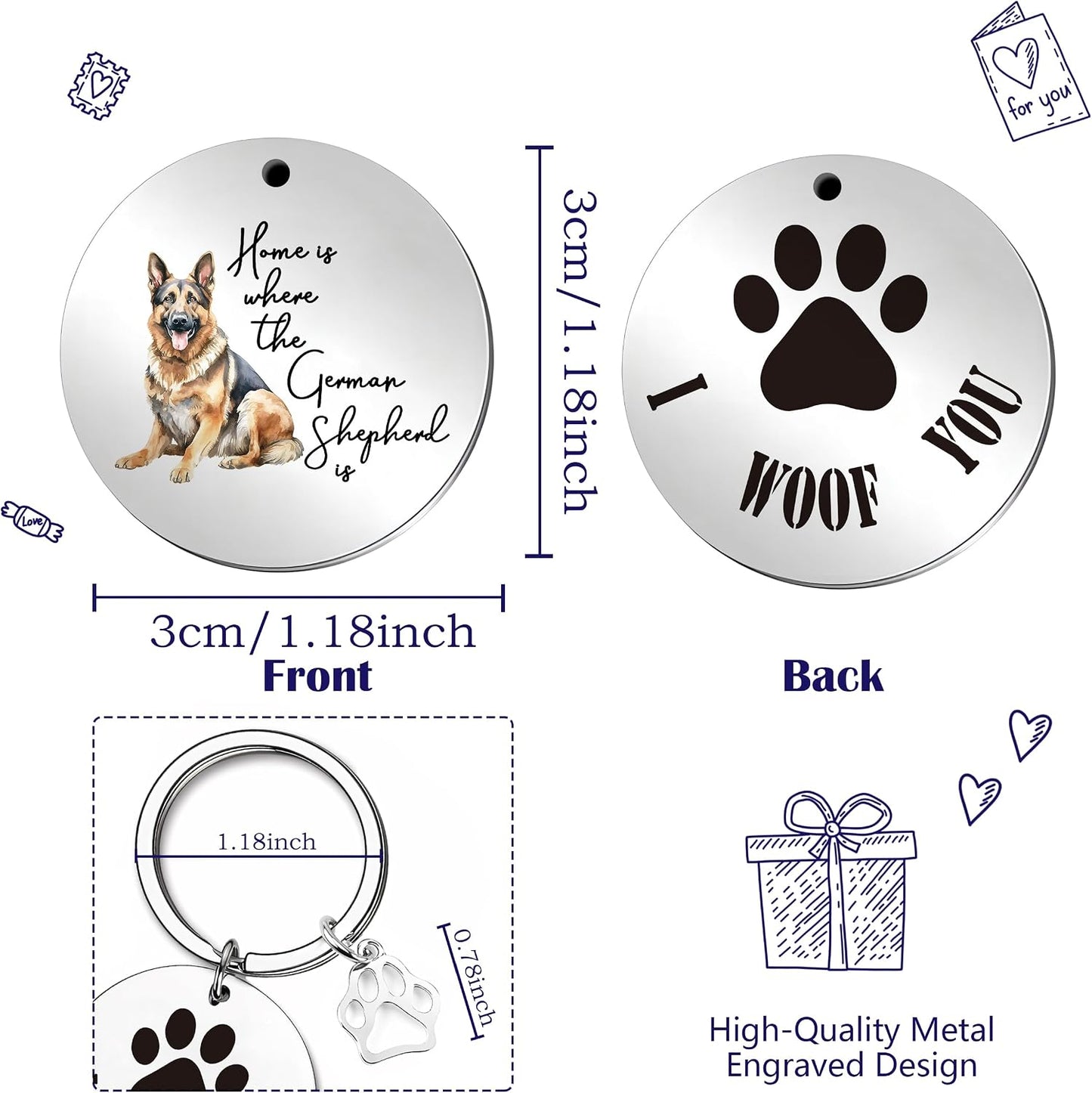 Dogs Gifts,Dogs Keychain,Dogs Gifts for Women Men Girls Kids,Dog Keychain