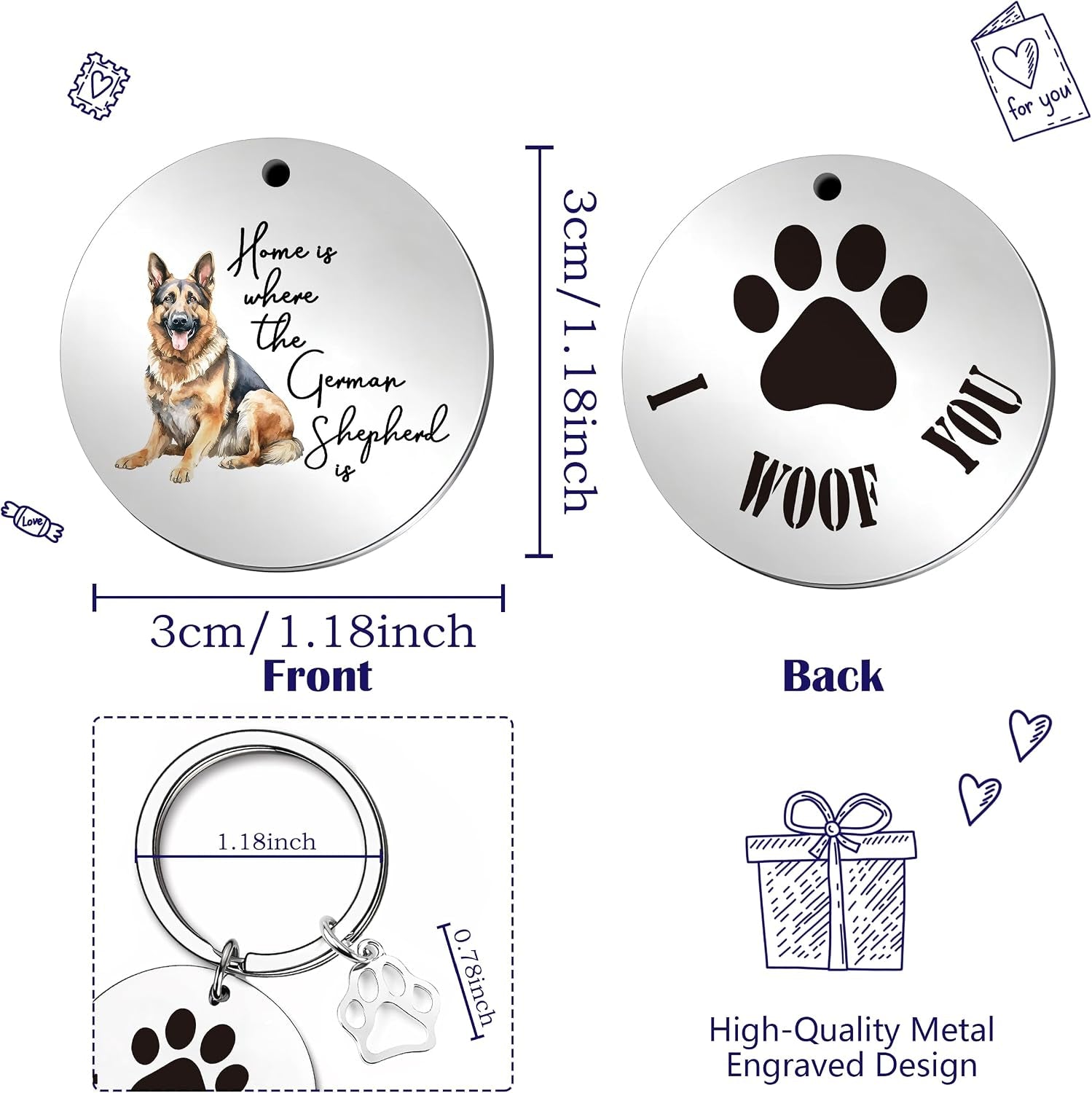 Dogs Gifts,Dogs Keychain,Dogs Gifts for Women Men Girls Kids,Dog Keychain