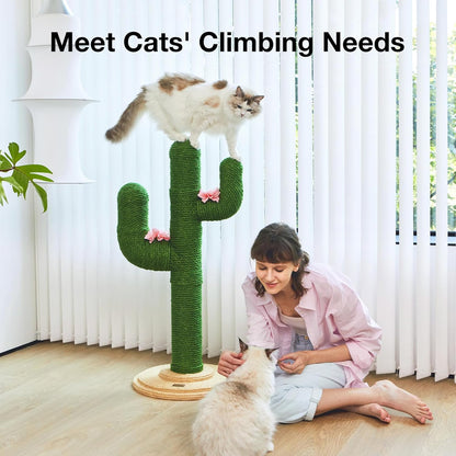 Cat Scratching Post, Cactus Scratch Posts for Indoor Adult Cats Kittens, 41.3 Inches Large Jute Cat Scratcher, Extra Large Cat Scratcher, Durable Cat Scratch Tree for Active Cats | Durable Large Jute Cat Scratcher, Tall Cat Tree for Active Cats Climbing, Scratching, Protect Furniture