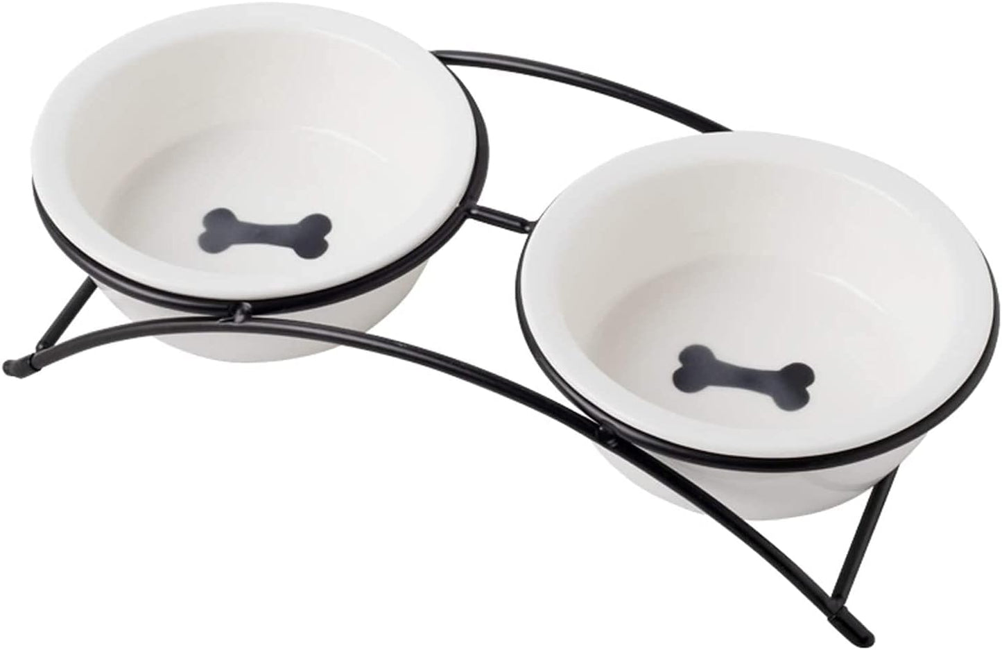 Cat & Dog Bowls - Ceramic Elevated Pet Raised Cat Food Bowls Set, 12 Ounce Small Dogs Bowls, Dishwasher Safe