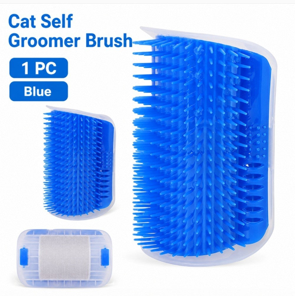 Cat Self Groomer Wall Brush Corner Face Scratcher Massage Comb Catnip Holder