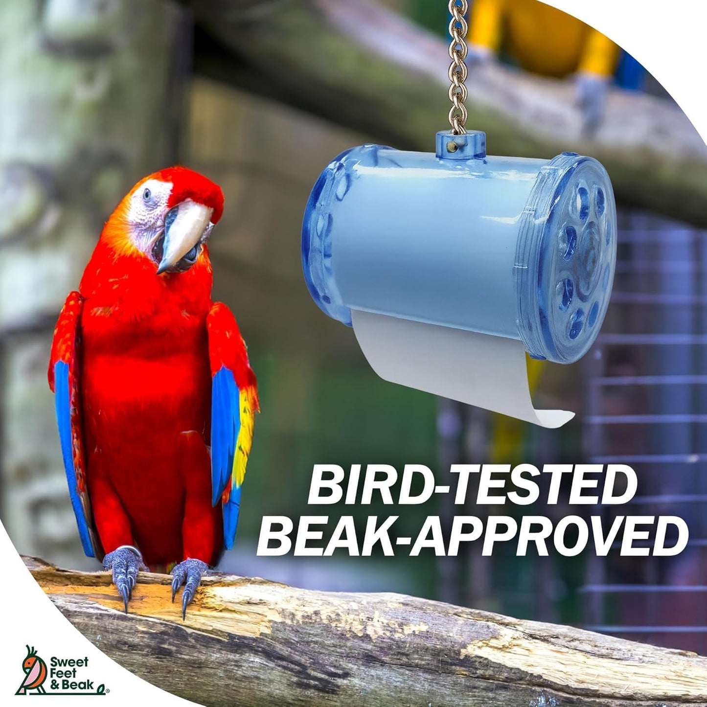 Shred Master, Small, 2.5" Plastic Bird Shredding Toy | Pull & Shred Paper Roll, Durable Bird-Proof Design, Treat Fillable, Quick Link Hanger, Bird Training Toys for Parrots, Macaws