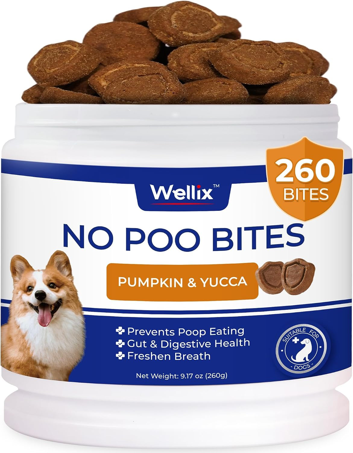 260 Bites No Poo Chews for Dogs Coprophagia Relief with Probiotics | Stool Eating Deterrent for Dogs - Chicken & Pumpkin Flavor Supports Digestive & Gut Health, Breath Freshener & Immune System