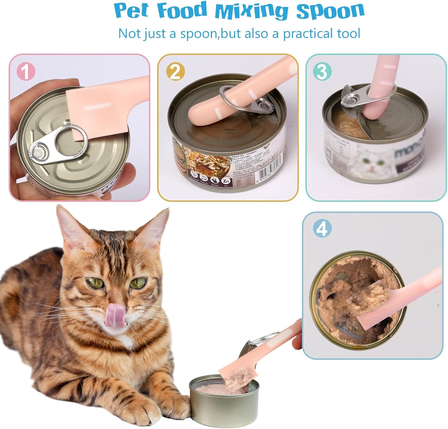 Cat Treat Dispenser Cat Treat Spoon Squeeze 8PCS Lickable Cat Holder with Cat Strip Feeder Spoon and Temptations Licky Treats Happy Cat Tube and Squeeze up Cat Food Spoons for Wet Food (Cat Head)