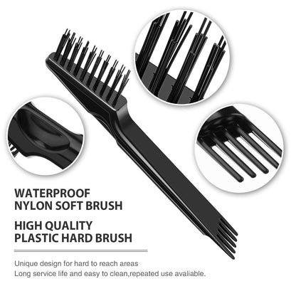 2 Pack Hair Brush Cleaning Tool,2-In-1 Comb Rake and Brush Cleaner for Removing Hair,Dust and Buildup,Mini Hairbrush Accessory for Home&Salon(Black, Wood Color,Polished Wooden Handle Rake)