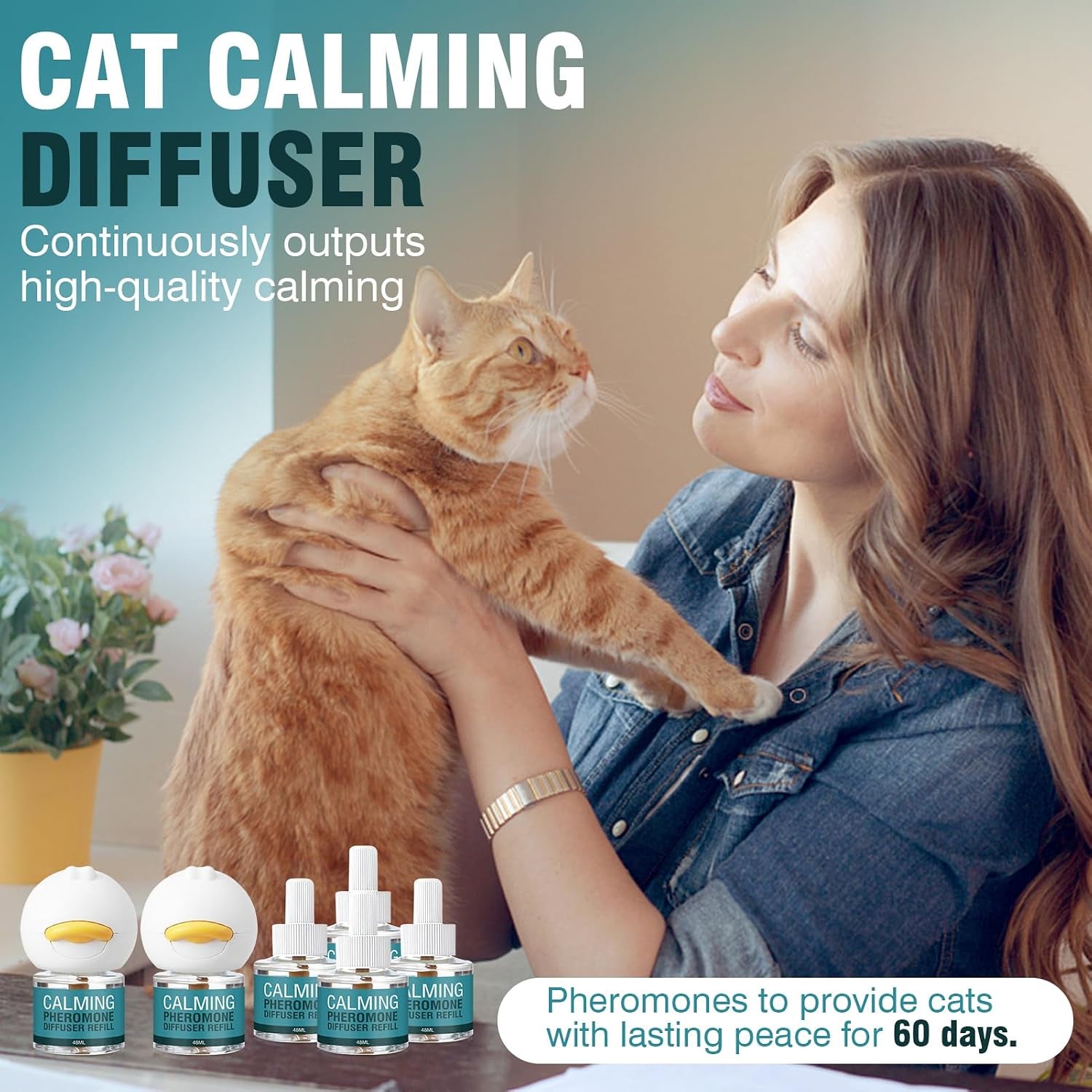 Cat Calming Diffuser 8 in 1 Multicat Pheromone Diffuser Pheromones to Calm Stress and Anxiety Relief Products Plug in Refill anti Aggression for Cats Spraying No More Stop Cat from Urinating, Blue
